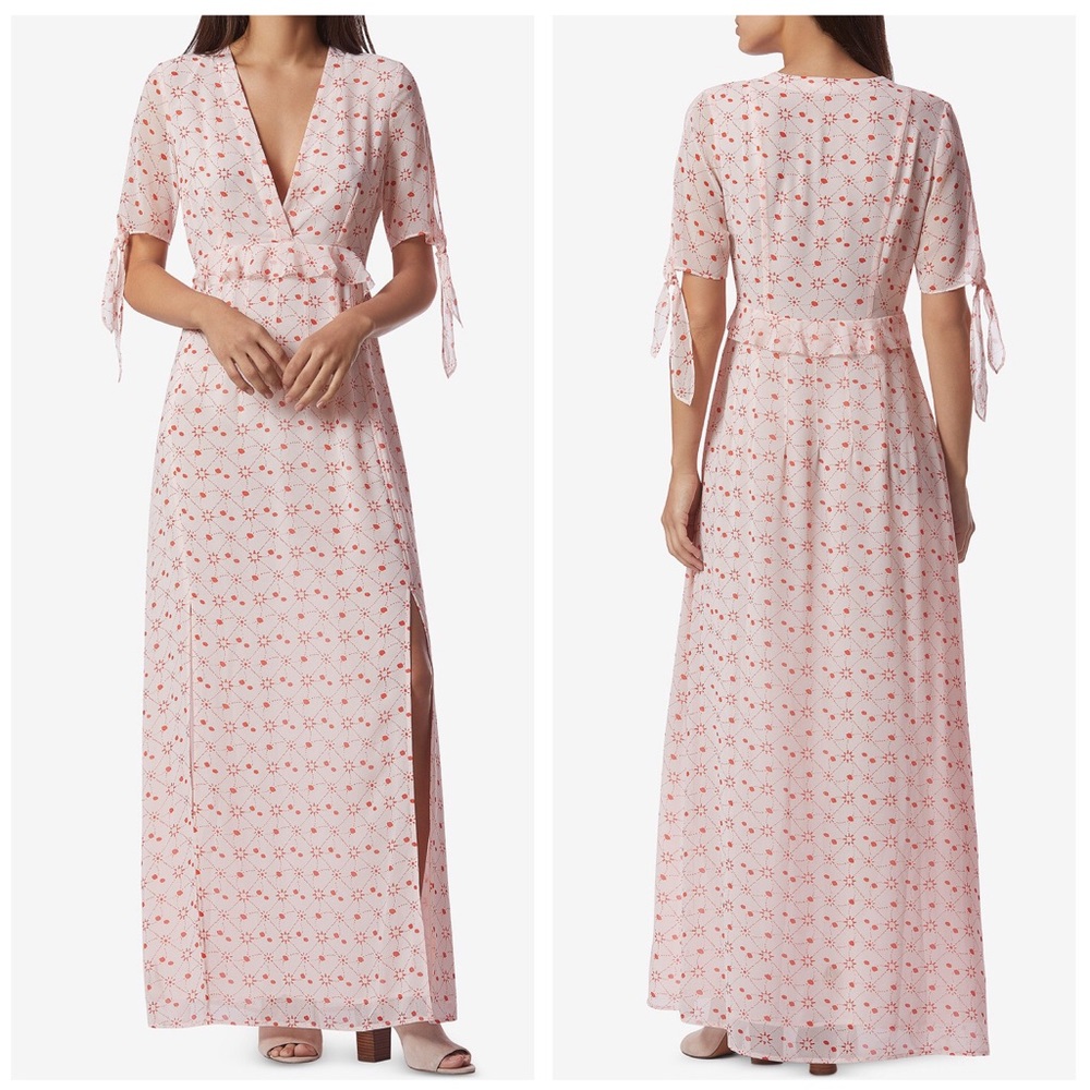 AVEC LES FILLES Pink And Red Printed Maxi Dress